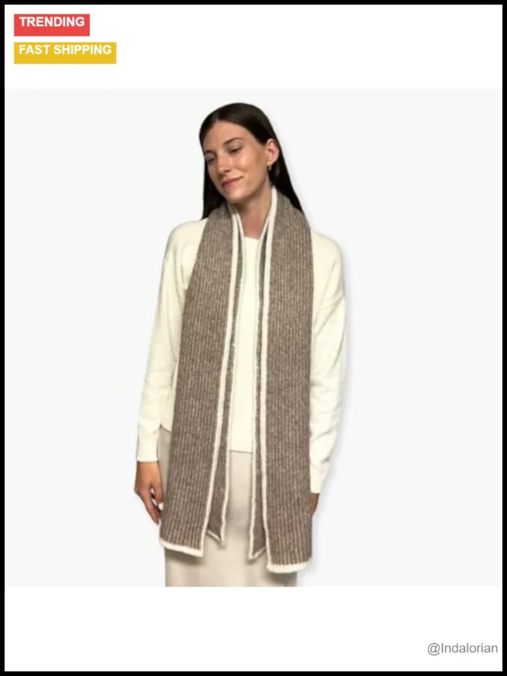 Cable Knit Scarf - Cozy Recycled Fiber Unisex Winter Scarf